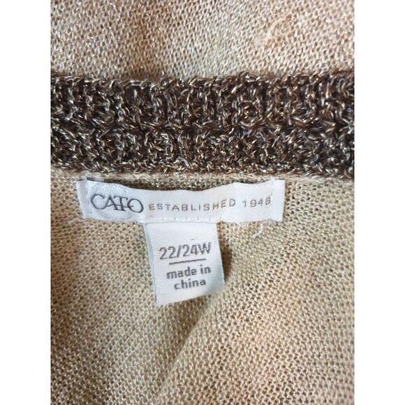 Women's Plus Sleeveless Tank Gold Metallic Dressy Shell Sleeveless Sz 22/24 - Picture 3 of 8